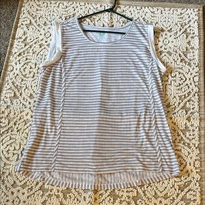 Chic Striped Sleeveless Tank Top - White and Gray